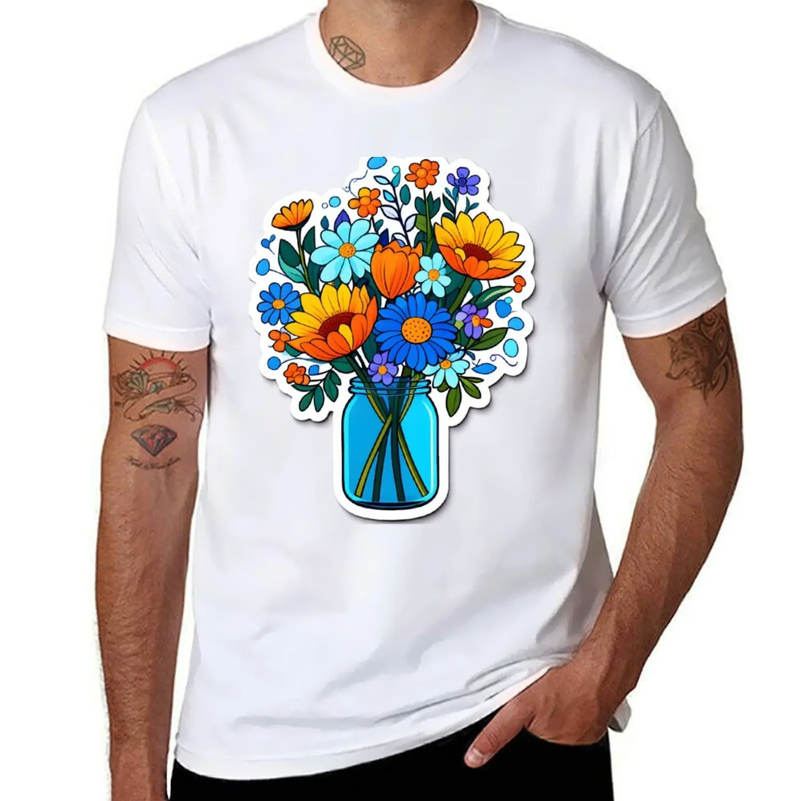 

farm flowers in a mason jar T-Shirt printed t shirts for man cotton t shirt man T-Shirt