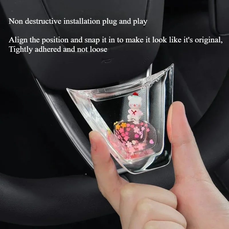 For Tesla Model 3 Y Highland Juniper 2024 2025 Steering Wheel Decorative Sticker Dynamic Fluid Sequin Car Interior Accessories