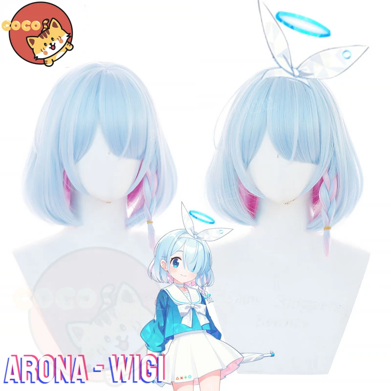 Arona Cosplay Wig Game Blue Archive Arona Cosplay Arona Channel Wig Short Light Blue Cosplay Wig CoCos