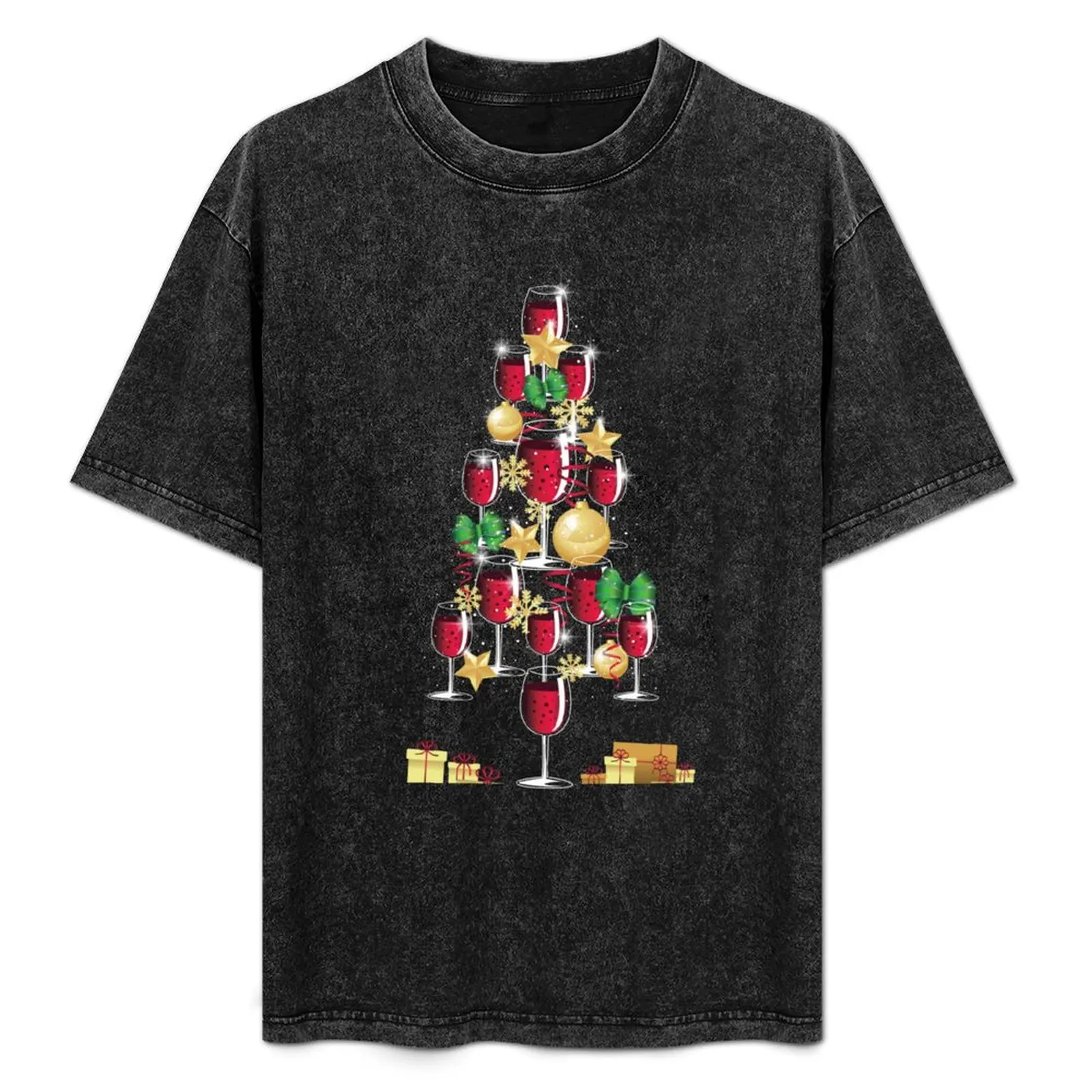 

Wine Lovers Christmas Tree T-Shirt Work Comfort T-Shirt for Men