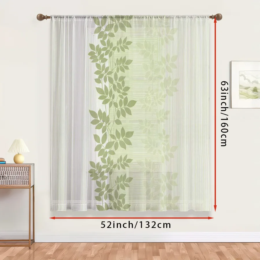1PC Sheer Curtain Green Vine L - Curtain Rods ulasan dan harga