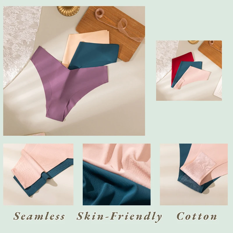 Dámské sexy hedvábné kalhotky, bezešvé dámské spodní prádlo s nízkým pasem a vysokou elasticitou, tanga, dámské módní spodní prádlo tanga - náhled 5