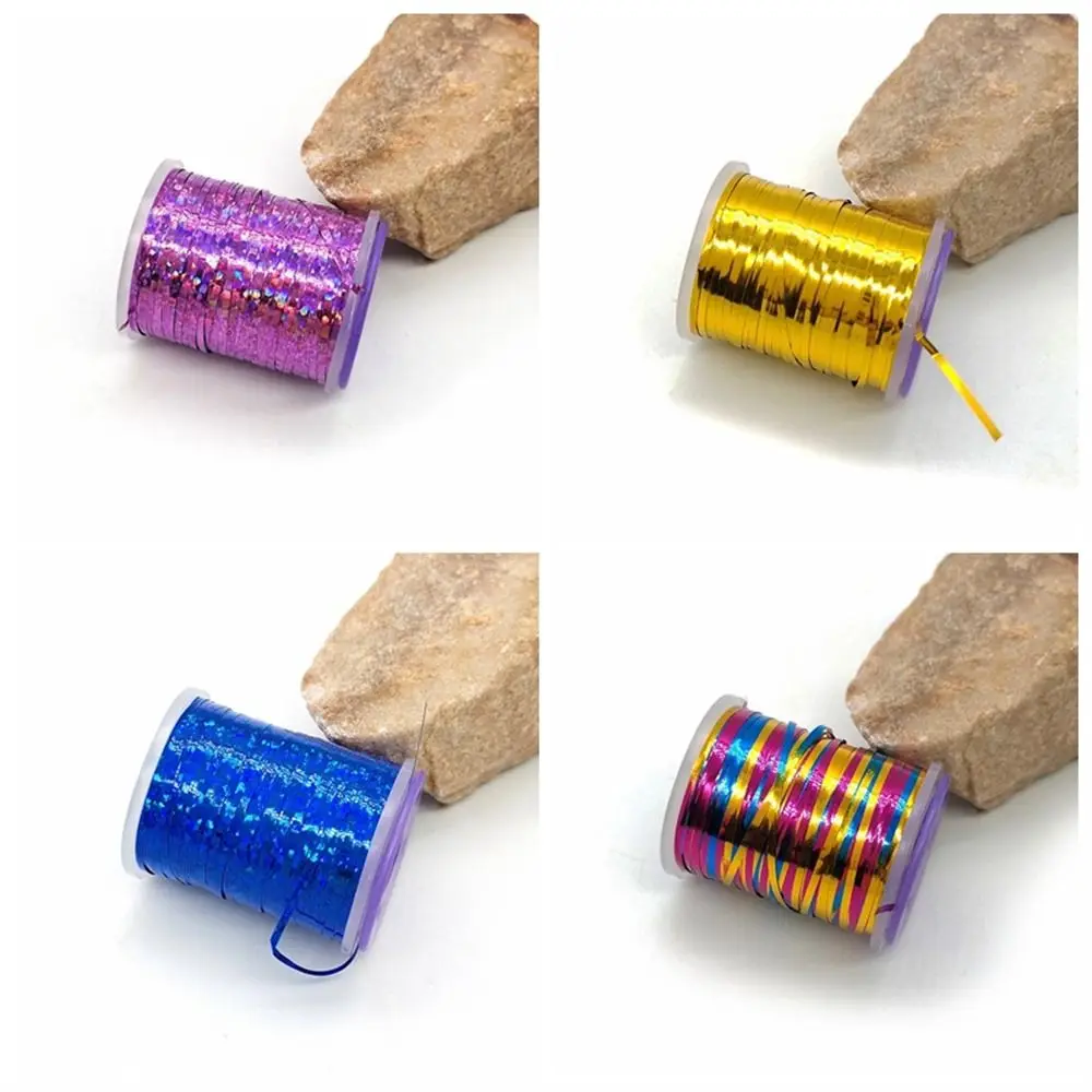 Fish Accessories Holographic Flat Tinsel 1mm Fly Tying Materials Nymph Thread 120Yard Small Tinsel Flash Streamer Fishing Flies