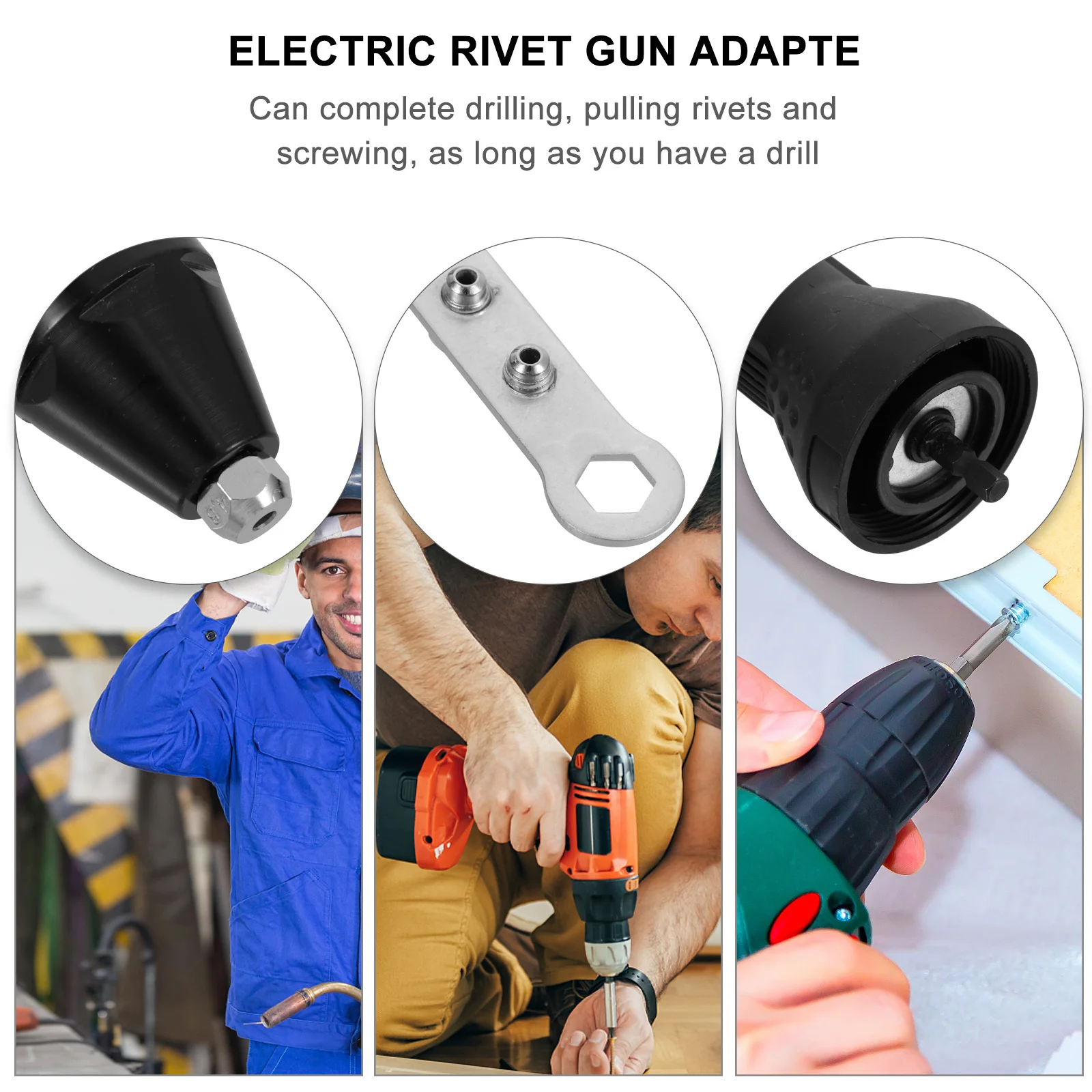 1 Zestaw Elektryczny Nitownica do Nakrętek Nitonakrętkowych Adapter Wiertarski Przenośne Urządzenie Elektryczne Akcesorium do Wiertarki Bezprzewodowej Narzędzie do Nitowania Części