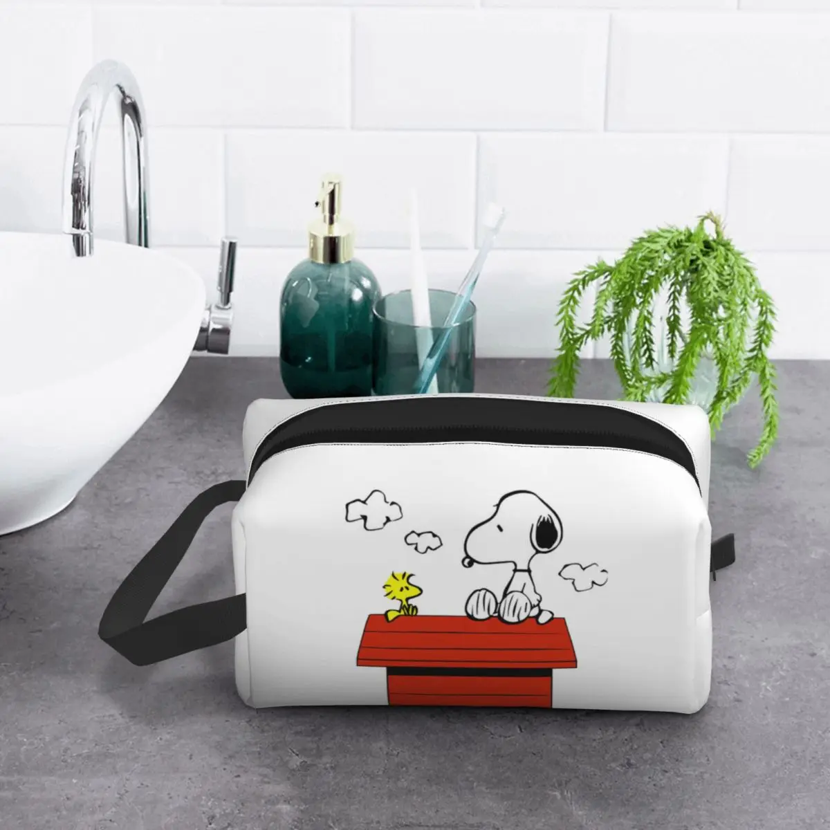 Custom Snoopys Woodstock Travel Cosmetic Bag for Women Cartoon Movie Toiletry Makeup Organizer Ladies Beauty Storage Dopp Kit