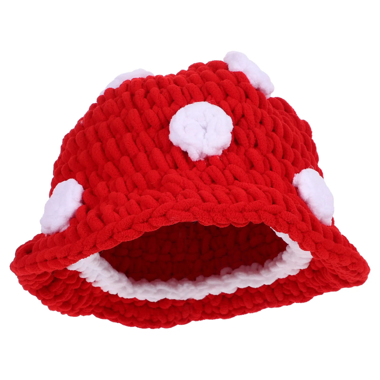 

1pc Mushroom Hat Knitted Wool Warm Bucket Hat For Women Men Party Halloween Costume Unisex Fashionable Decorative Breathable
