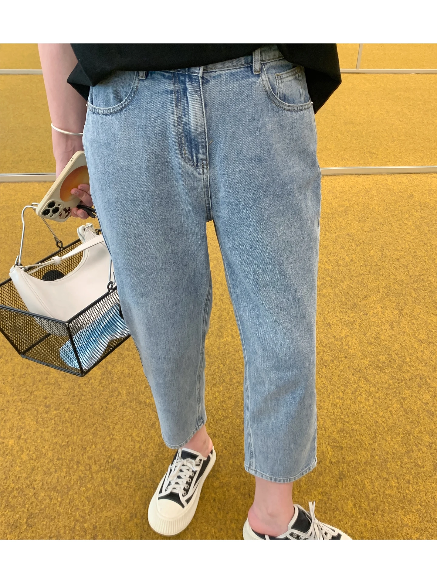 

Женские джинсы Maxisi больших размеров с вышивкой Musoom, прямые, хлопковые, повседневные, летние, свободного кроя, с высокой талией, для похудения