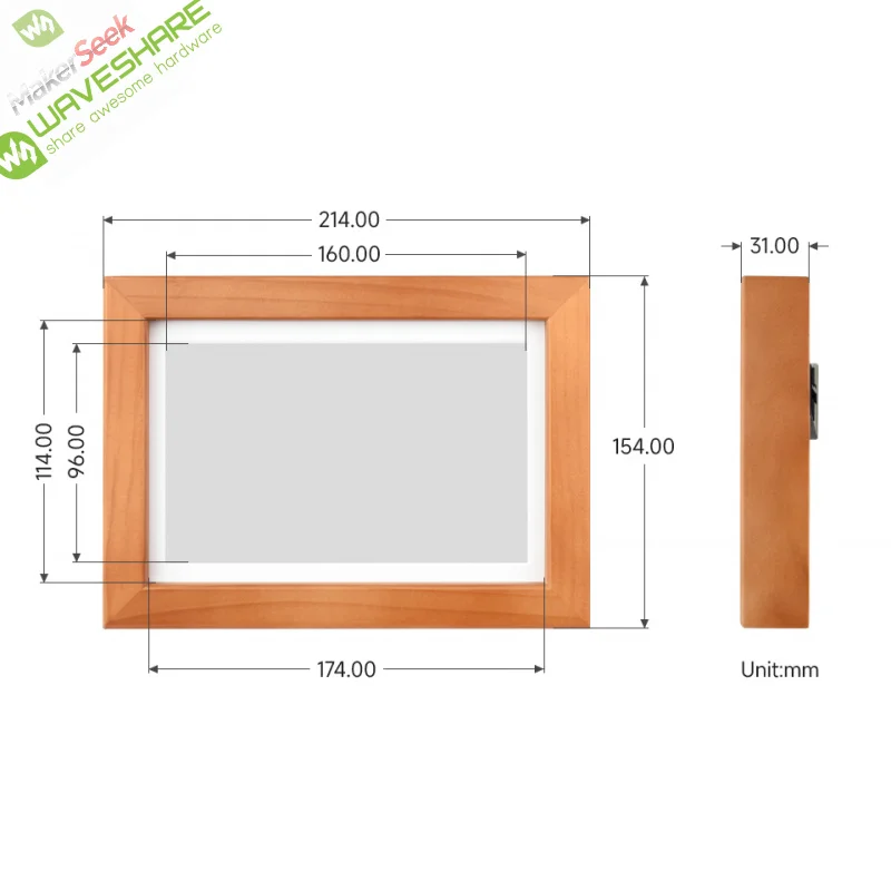 

SKU-32408 Waveshare ESP32-S3-PhotoPainter 7.3inch E6 Full Color E-paper Display With Solid Wood Photo Frame, Ultra-long Standby,