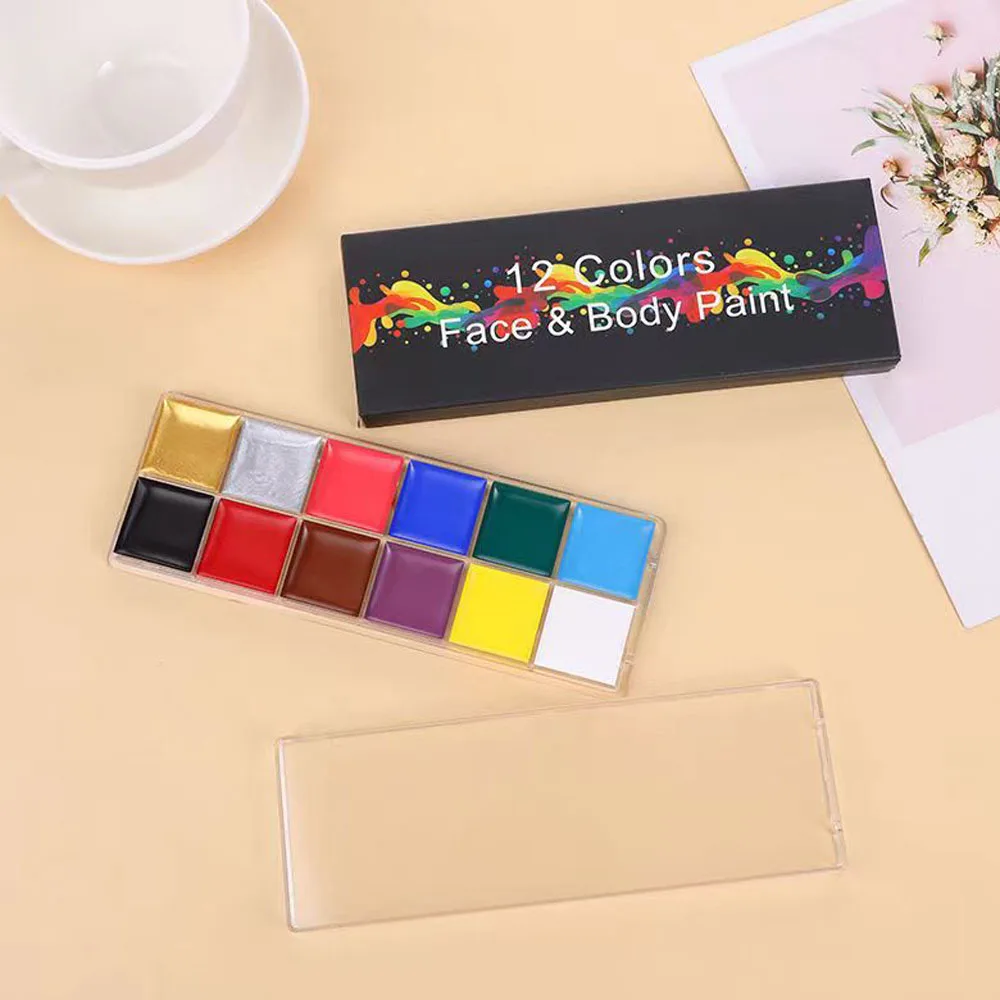 12 colori pittura a olio viso corpo vernice ad alta pigmentazione per la festa di bellezza Halloween sicuro Flash tatuaggio pittura arte cosmetici