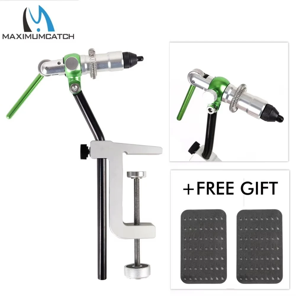 Maxcatch TVC Rotary Fly Tying Vise #10-#18 Anodized Aluminum Construction with Hinged Stem Rotating Head Fly Tying Vise Tool