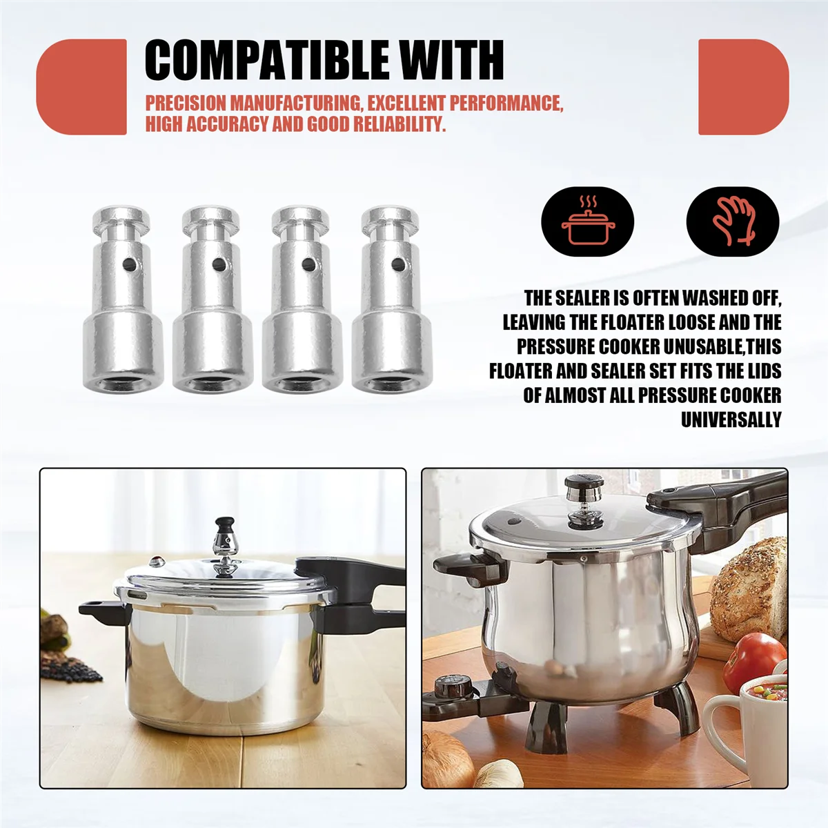 

Better Quality 20 Pack Pressure Cooker Steam Valve Universal Replacement Floater and Sealer for Pressure Cooker XL, YBD60-100, P