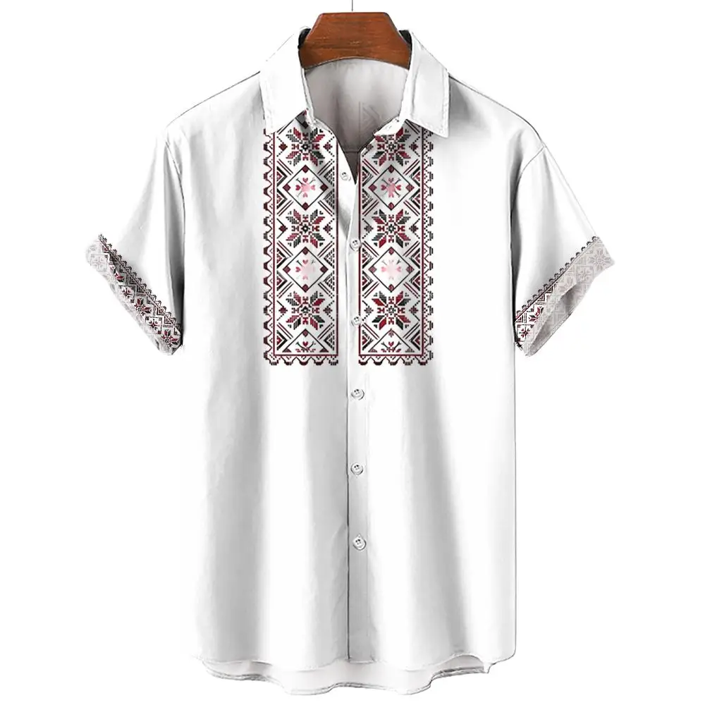 Summer Men\'s Shirt Outdoor Casual Short Sleeve Hawaii Shirts For Men Fashion Oversized Clothing Button Cardigan Laper Tops