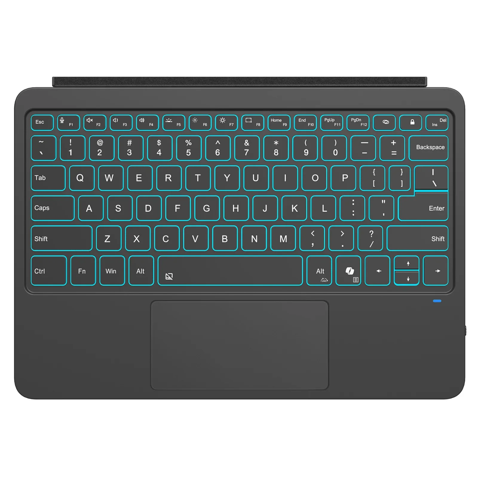 MoKo Touchpad-Tastatur für Microsoft Surface Pro 12 Zoll 2025 Tablet, ultraschlankes kabelloses Bluetooth 7-Farben-Hintergrundbeleuchtung Surface Pro