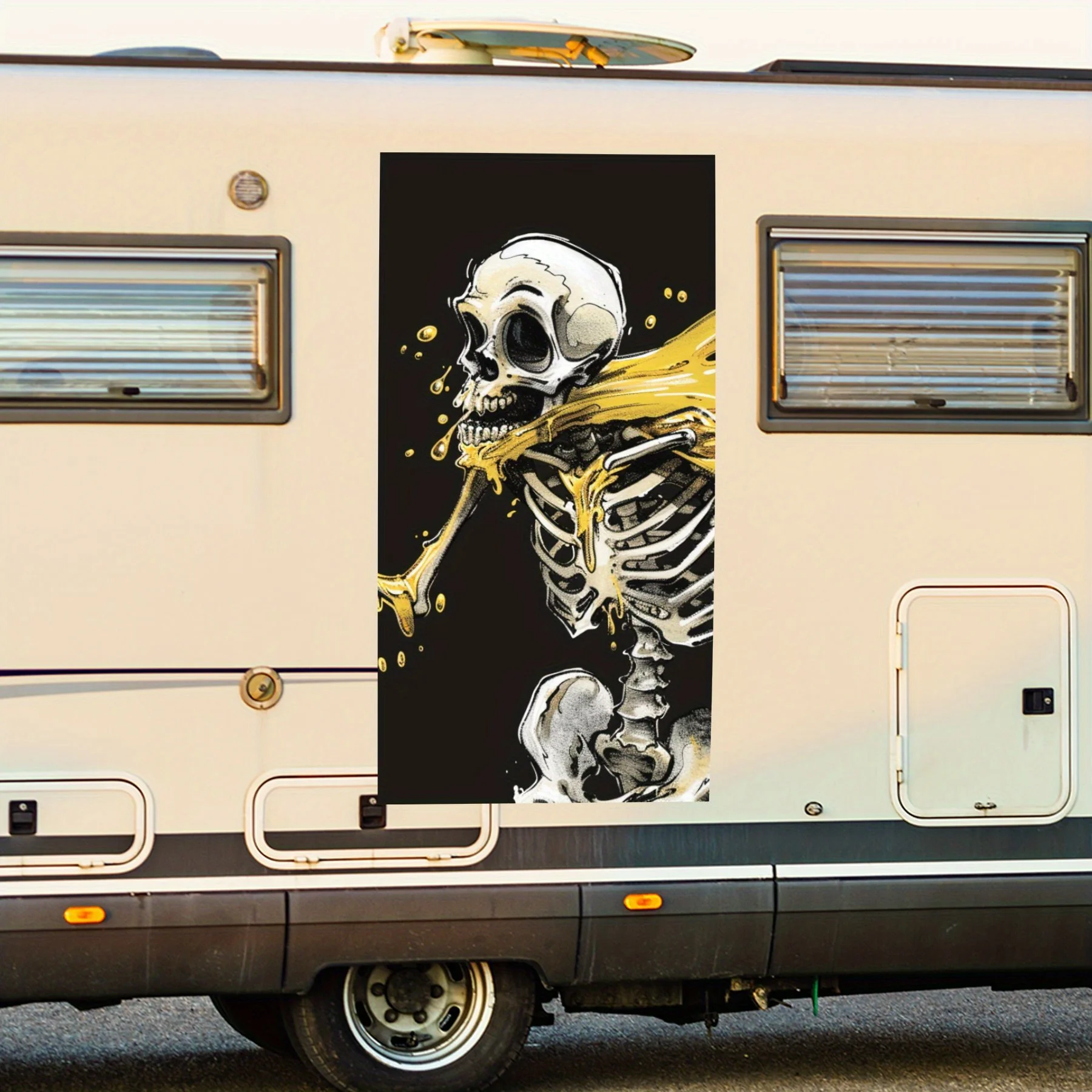 

Виниловая наклейка Crazy Skull Party для двери автомобиля на колесах, водонепроницаемые самоклеящиеся виниловые наклейки, защита автомобиля