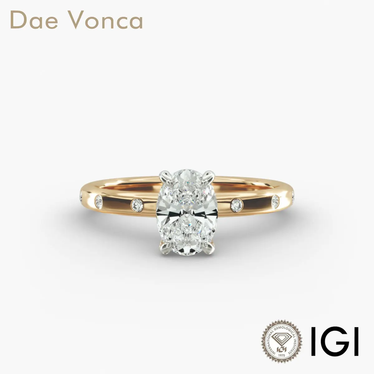 

18K Yellow & White Gold Sidestone Diamond Ring Oval Cut Lab Grown Diamond IGI Certificate Classic Diamond Ring For Engagement