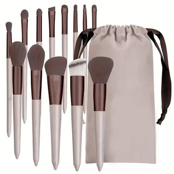 New 13Pcs Make-Up Borstel Set Oogschaduw Markeerstift Concealer Borstel Blush Losse Poeder Borstel Mengen Zachte Pluizige Vrouwen Schoonheid Tool
