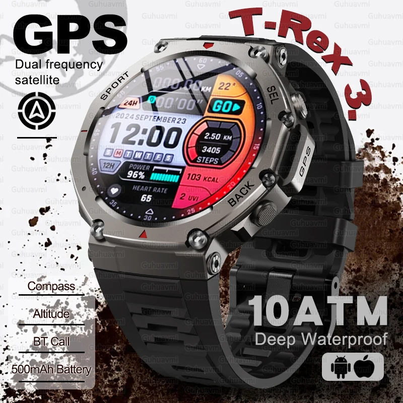 

2025Новые военные GPS-смарт-часы BT Call Встроенный двухдиапазонный компас GNSS Барометрический высотомер 10ATM Водонепроницаемые спортивные умные часы