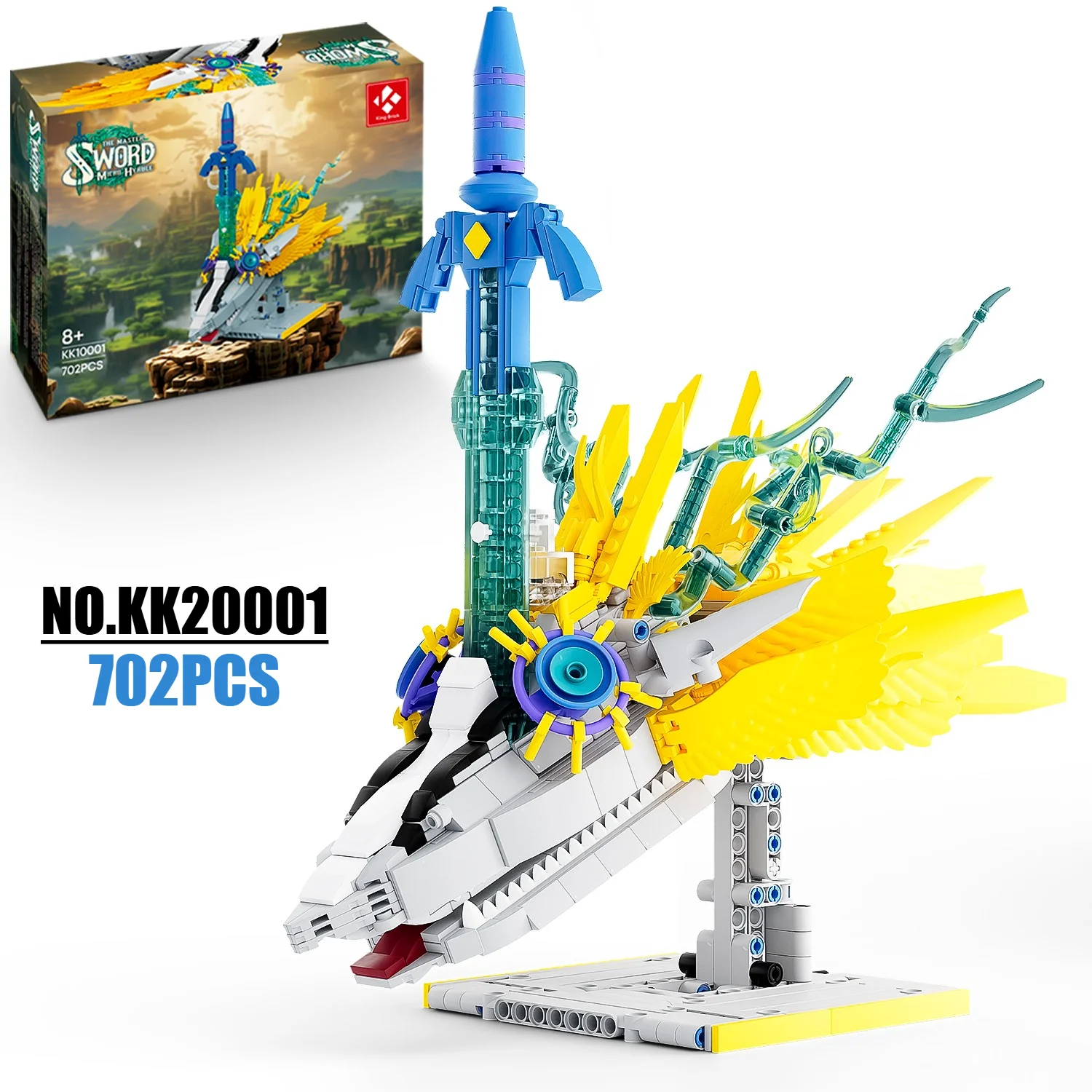702PCS Zelda Master Sword Building Blocks Set Compatible with Lego, MOC Model with Dragon Base, Desktop Decoration, ideal Gif