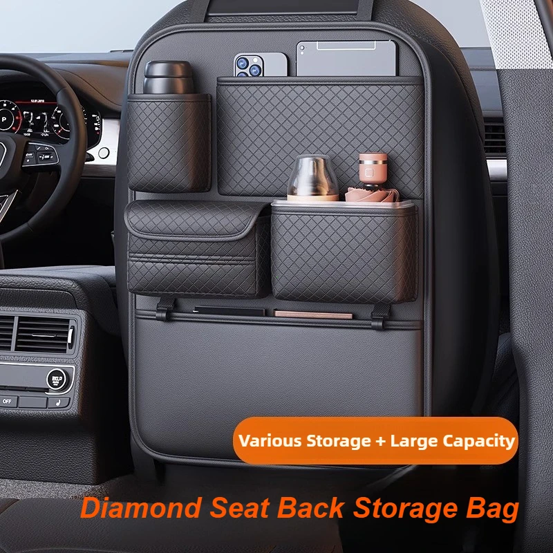 Multi-functional Car Seat Back Organizer High-Capacity Multi-Pocket Backseat Storage Bag Wear-Resistant Anti Kick Mat