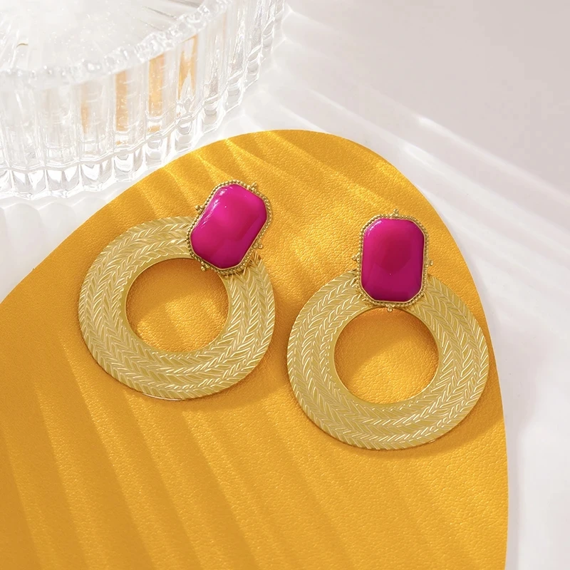 

EILIECK 316L Stainless Steel Large Exaggerated Round Drop Earrings For Women Girl Fashion Ear Jewelry Party Birthday Gift Bijoux