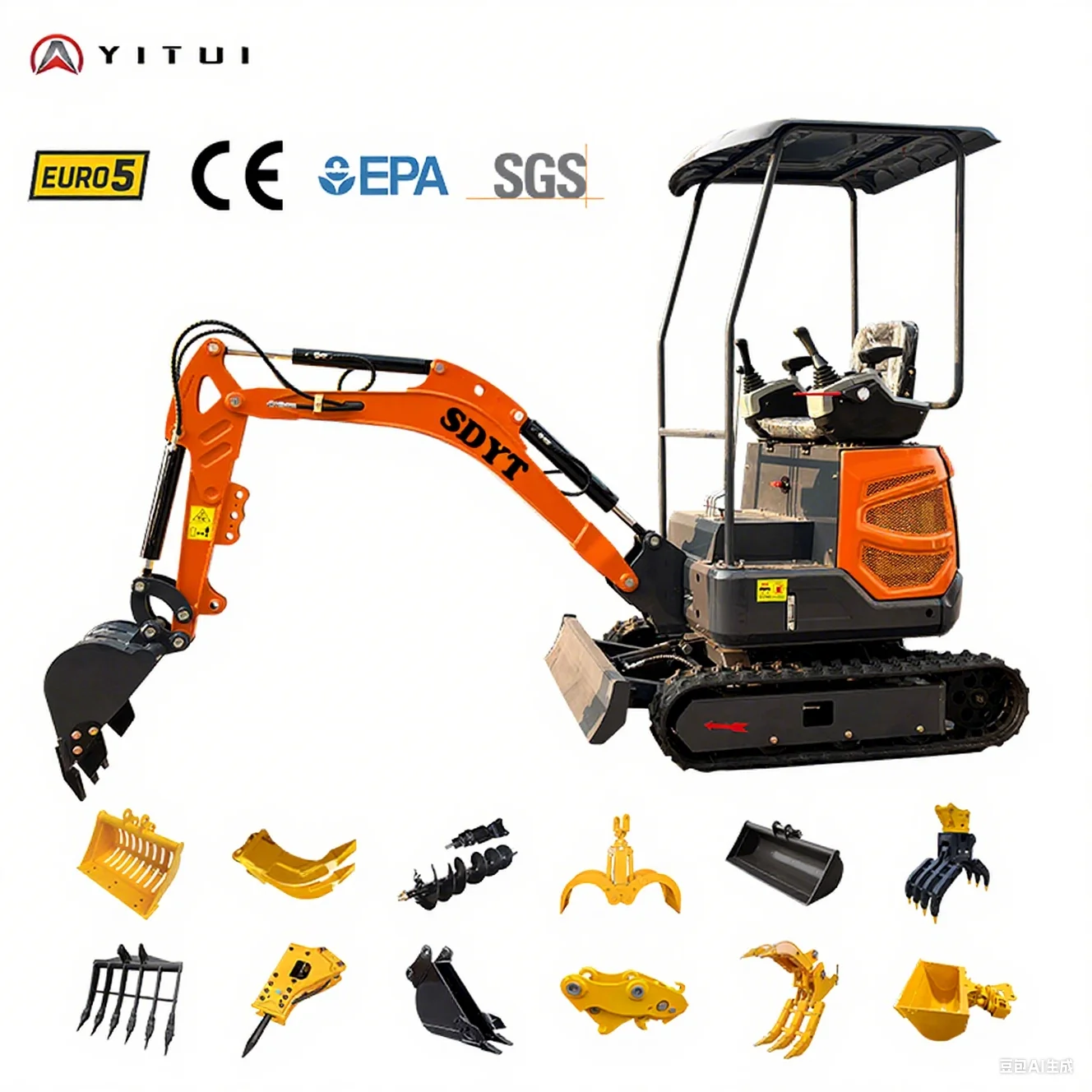 حفارة صغيرة مخصصة عالية البيع 2.0 طن سيناريوهات متعددة مع أدوات مساعدة متعددة Ce Epa Euro 5 حفارة صغيرة