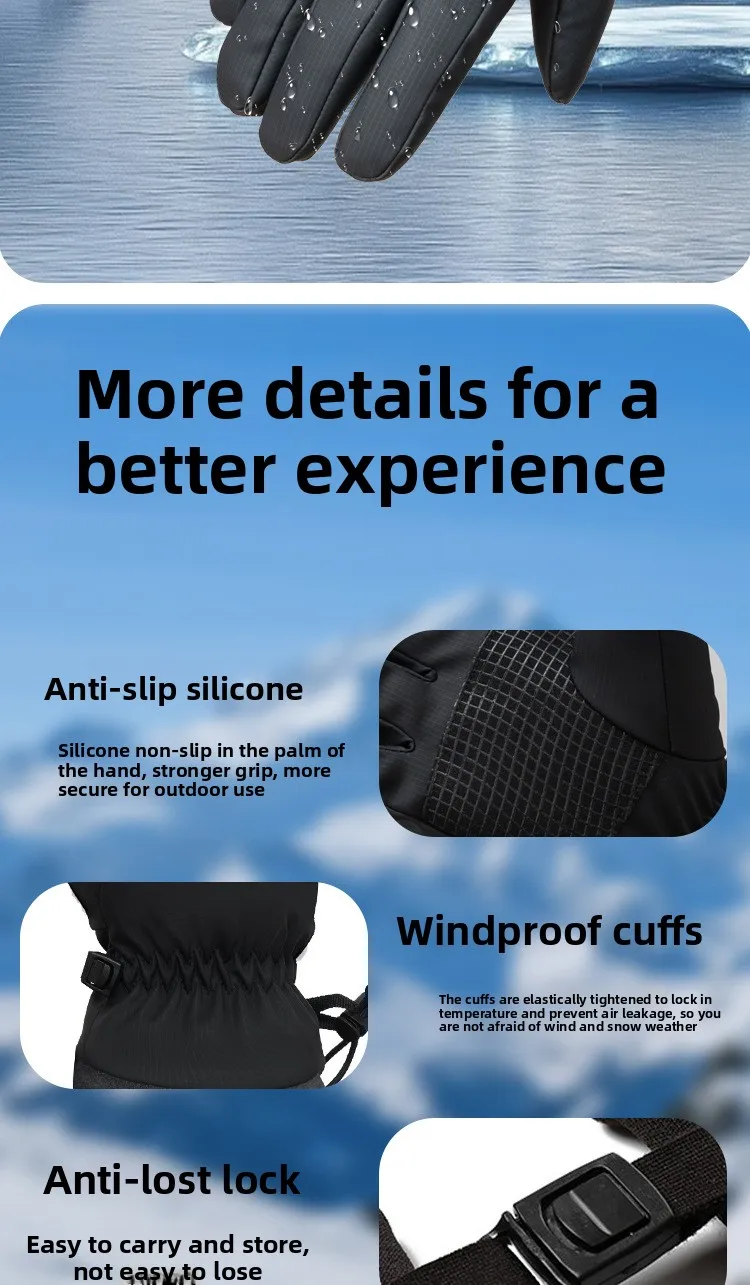 Gift Box Gloves Unisex Water Resistant Windproof Fleece Lined Thick Touch Screen Warm Winter Outdoor Ski Cycling One Size