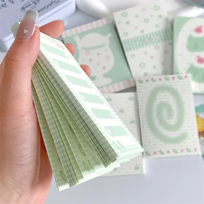 Korean INS Fresh Light Green Memo Pad Cute Student Loose Leaf Message Notepad Girl Mini Pocket Planner Scrapbook Material Paper