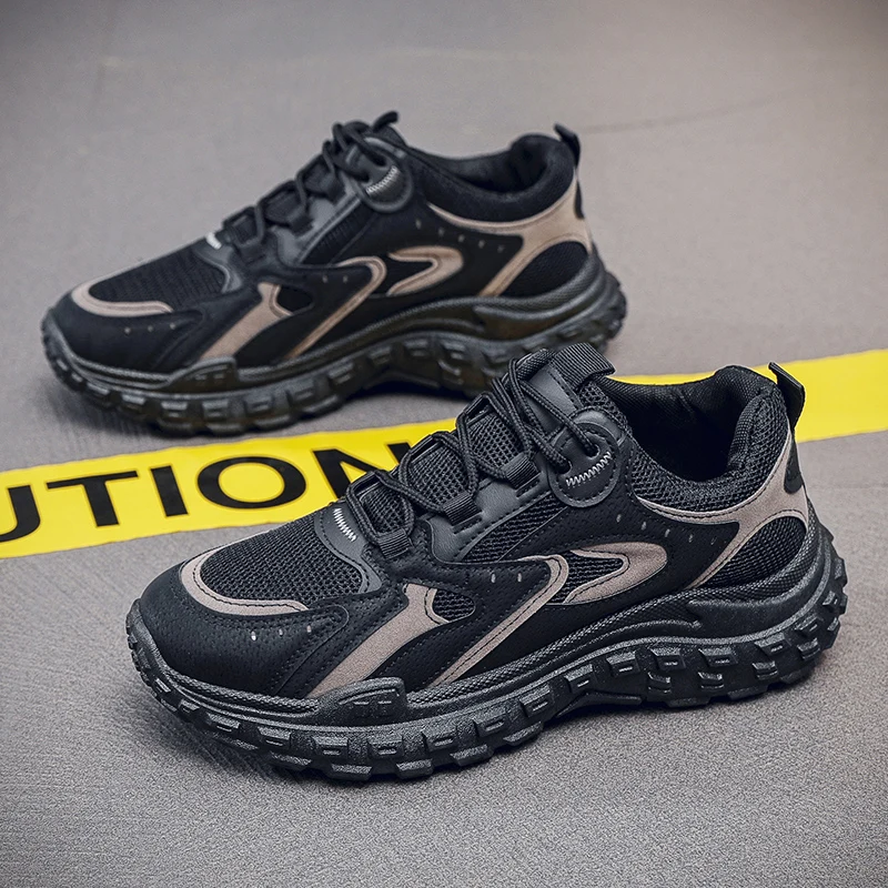 Men's Summer Breathable Mesh Running Shoes Sporty Casual Dad Shoes with Tire Sole Trendy Youthful Style Flat Heel Outdoor Lei...