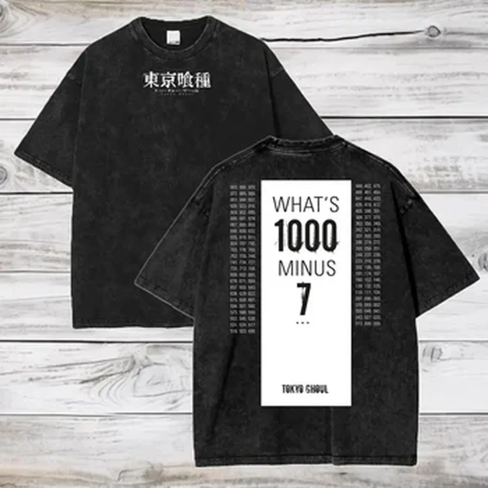 Anime Tokyo Ghost T-shirt Summer Cotton Short Sleeve Tees Ken Kaneki 1000-7 Print Washed Oversized T Shirt Men Women Clothing