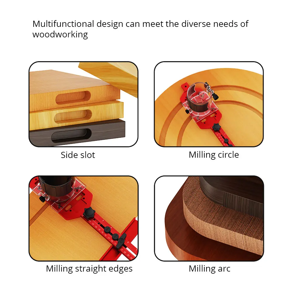 Imagem -02 - Multifuncional Router Milling Groove Bracket Circle Cutting Jig Gabinete Hardware Guia Ajustável Ferramenta de Carpintaria