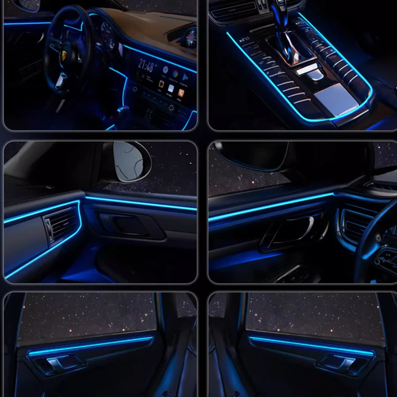 5M High-Brightness LED Car Interior Decoration Light - Flexible EL Wiring Neon Strip DIY Installation Multi-Color Ambient Lamp image 4