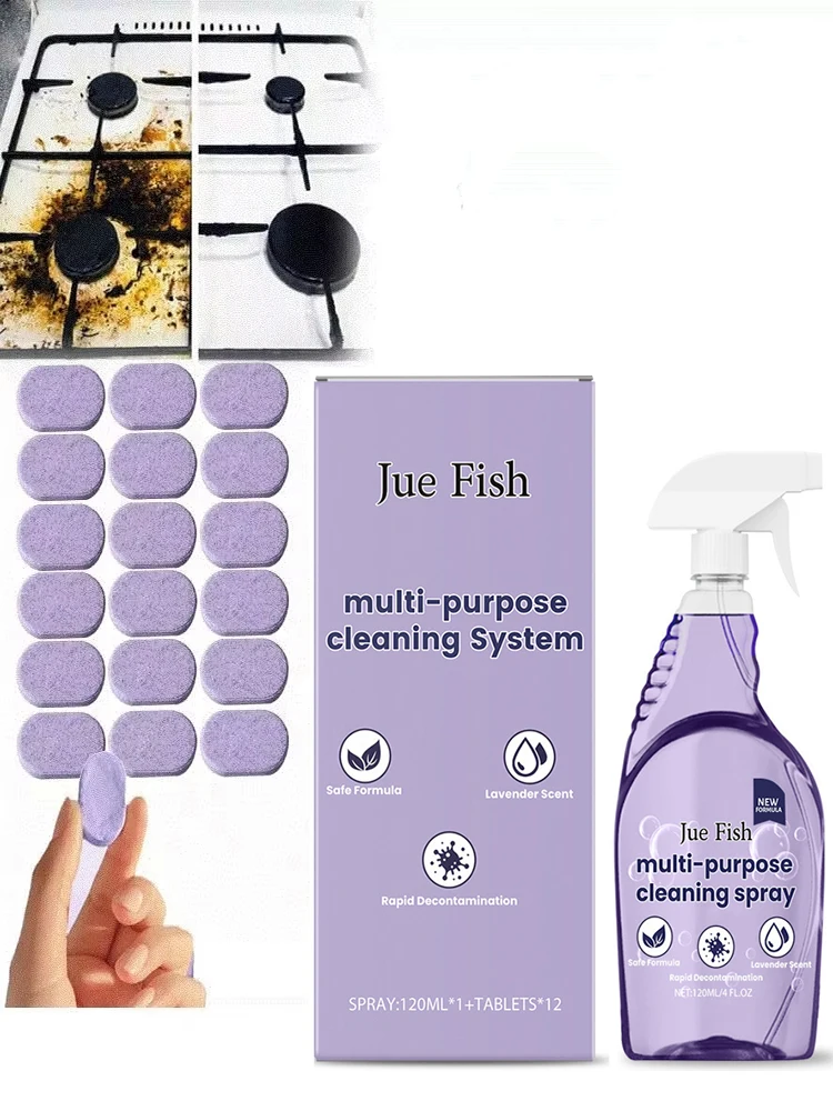 Nettoyant polyvalent avec comprimés de nettoyage concentrés, dissolvant de taches puissant pour graisse de cuisine, salle de bains, outil de nettoyage des toilettes