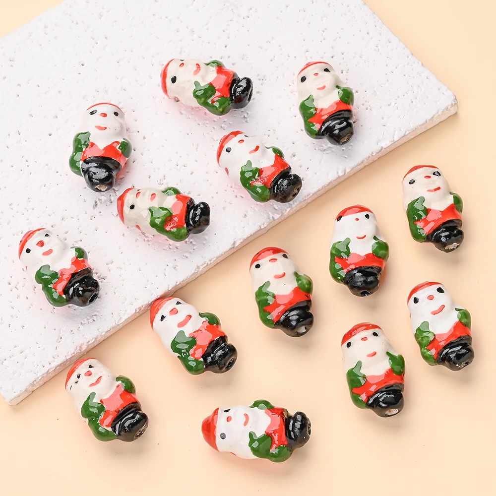 

Набор из 3 керамических бусин, изысканная рождественская елка, модные бусины Санта-Клауса, браслеты «сделай сам», подвески для телефона, брелки, креативные поделки