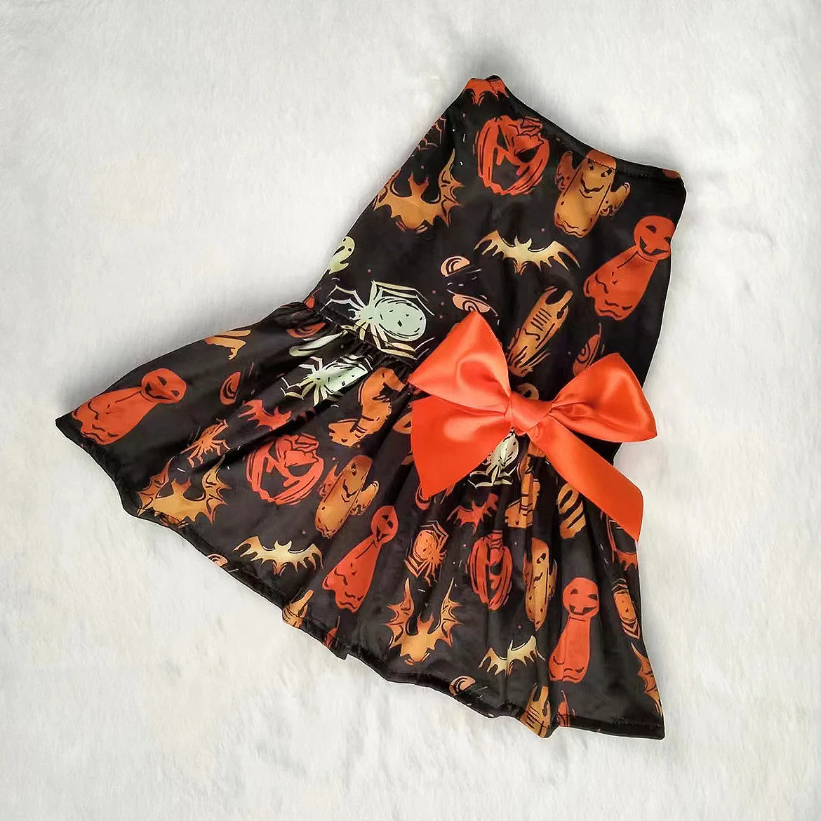 Divertenti vestiti per cani di piccola taglia di Halloween vestito per animali domestici vestito con stampa di zucca Chihuahua Yorkie vestito a rete