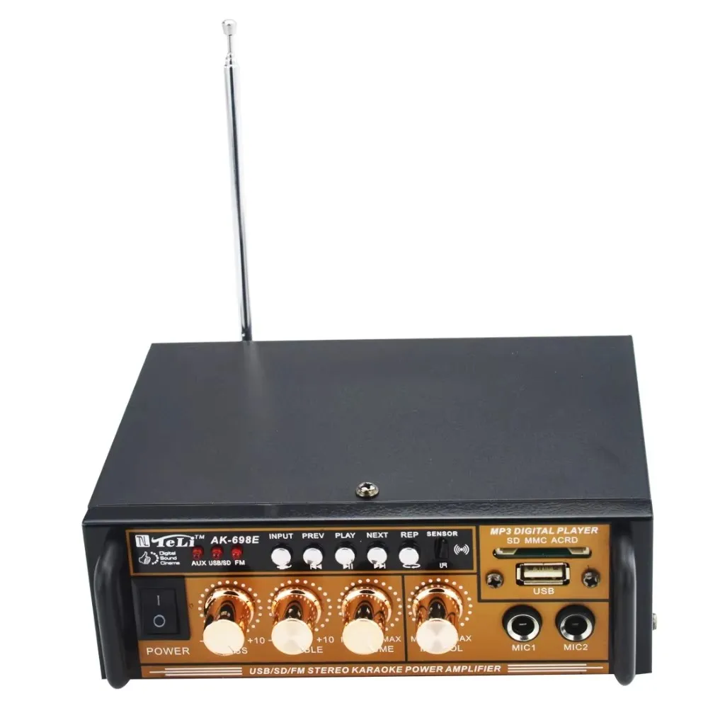 Sunbuck Mini 12V 220V 2.0 Channel 50W Power Amplifier Rumah Mobil Komputer Profesional Audio AV Amplifier