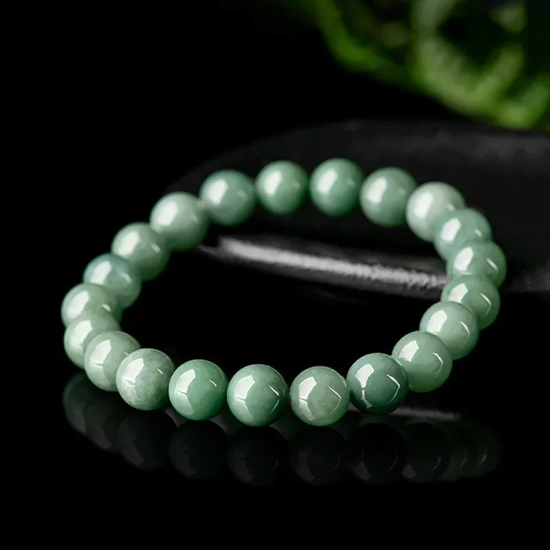 Burmese Jade Lotus 8-13mm Bean Green Beads Bracelets Natural Amulet Men Gemstone Charms Emerald Fashion Jewelry Carved Jadeite