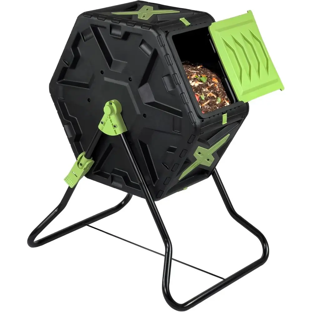 

21 Gallon BPA-Free Rotating Compost Tumbler Weather Resistant Fast Fertilizer for Garden Yard Kitchen