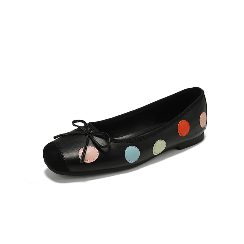 white-ballet-flat-shoes-for-woman-round-toe-pumps-cusual-low-heels-loafers-shoes-black-polka-dots-flats