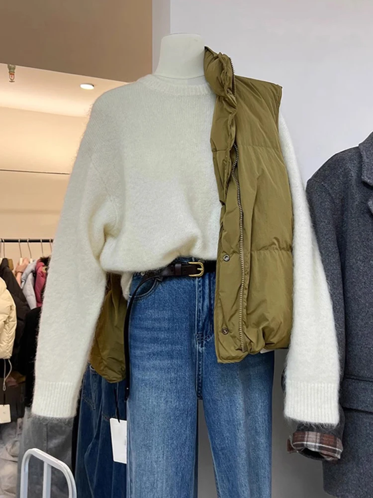 

Осень-зима, мягкий уютный уникальный круглый вязаный свитер Ne Long Sve Camere Ele Agel Pure Color для поездок на работу, женский...