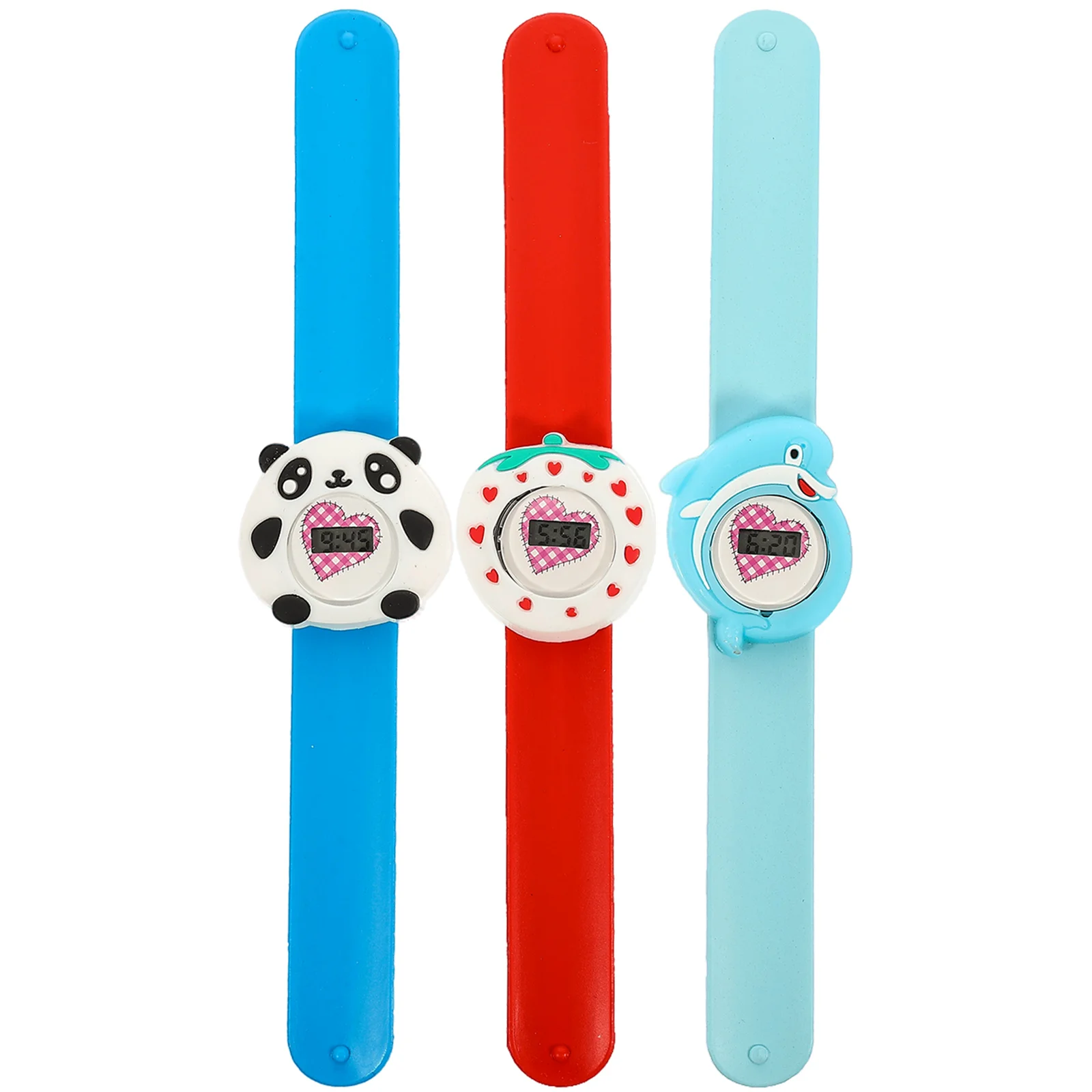 3pcs Digital Silicone Watches for Kids Cartoon Pattern Student Learning Fun Arabic Numerals Safe Comfortable Gifts