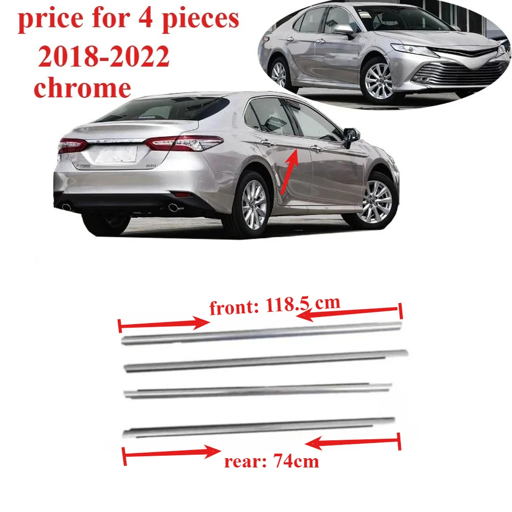 4 Pieces Moulding Belt Line Seal for Toyota Camry 2018-2022 Weatherstrip Protect Glass Rubber for Camry Chrome