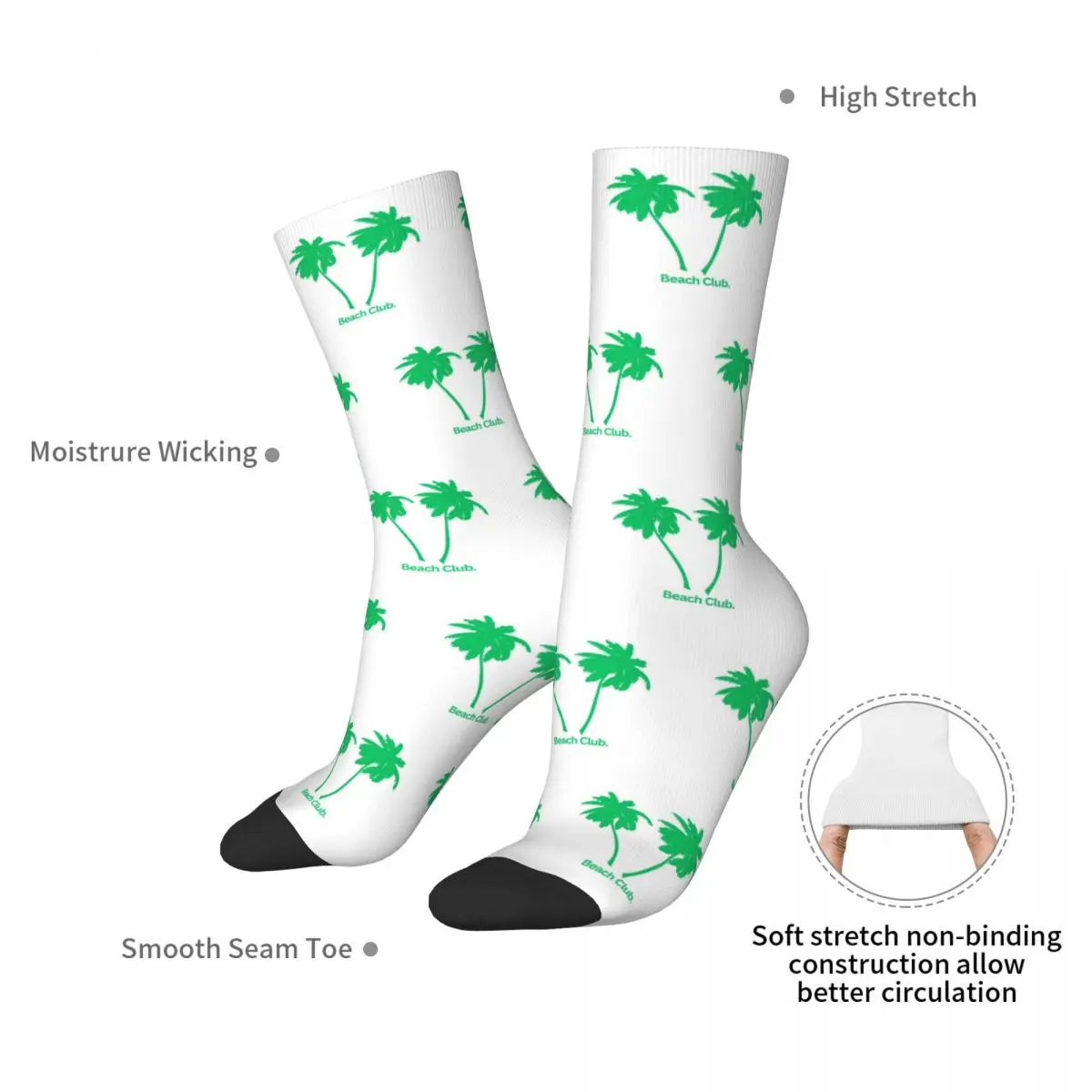 Beach Club Design Socks Harajuku High Quality Stockings All Season Long Socks Accessories for Man's Woman's Christmas Gifts