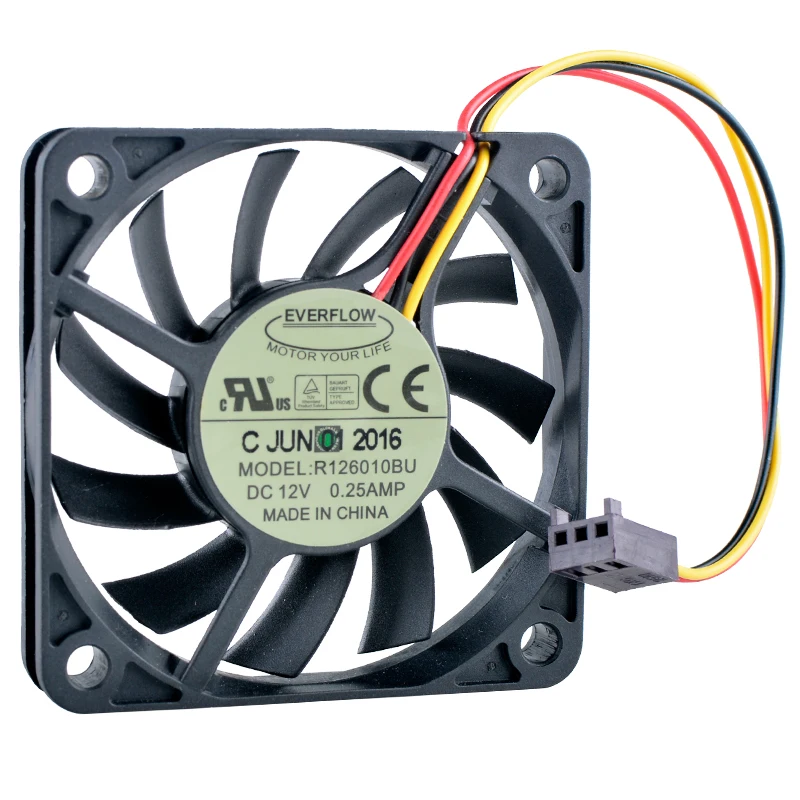 R126010BU 6cm 60mm fan 60x60x10mm DC12V 0.25A 3Pin 5500rpm dual ball bearing ultra-thin cooling fan for chassis CPU