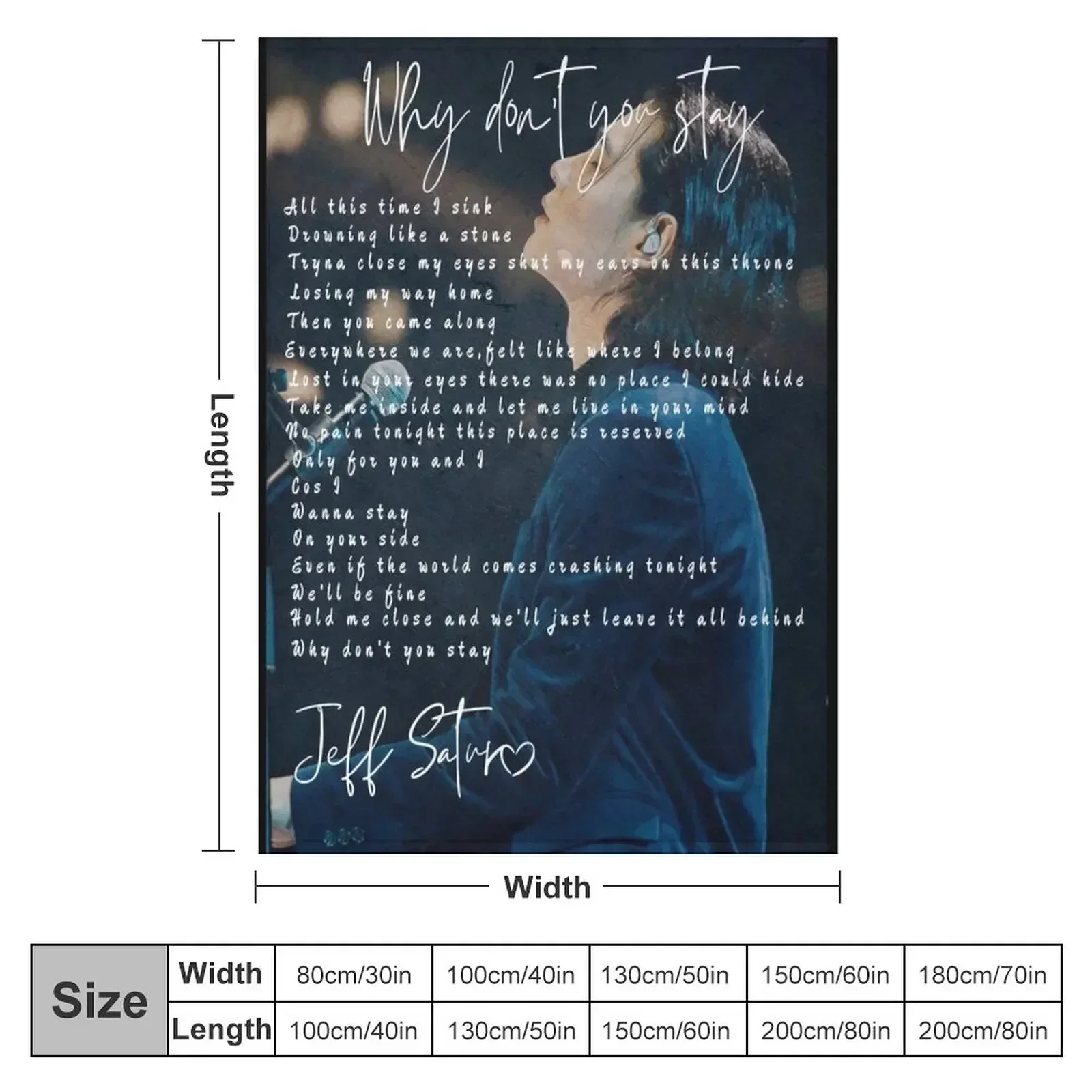 Jeff satur why don't you stay English lyric Throw Blanket couch cozy soft plush fuzzy picnic outdoor blanket
