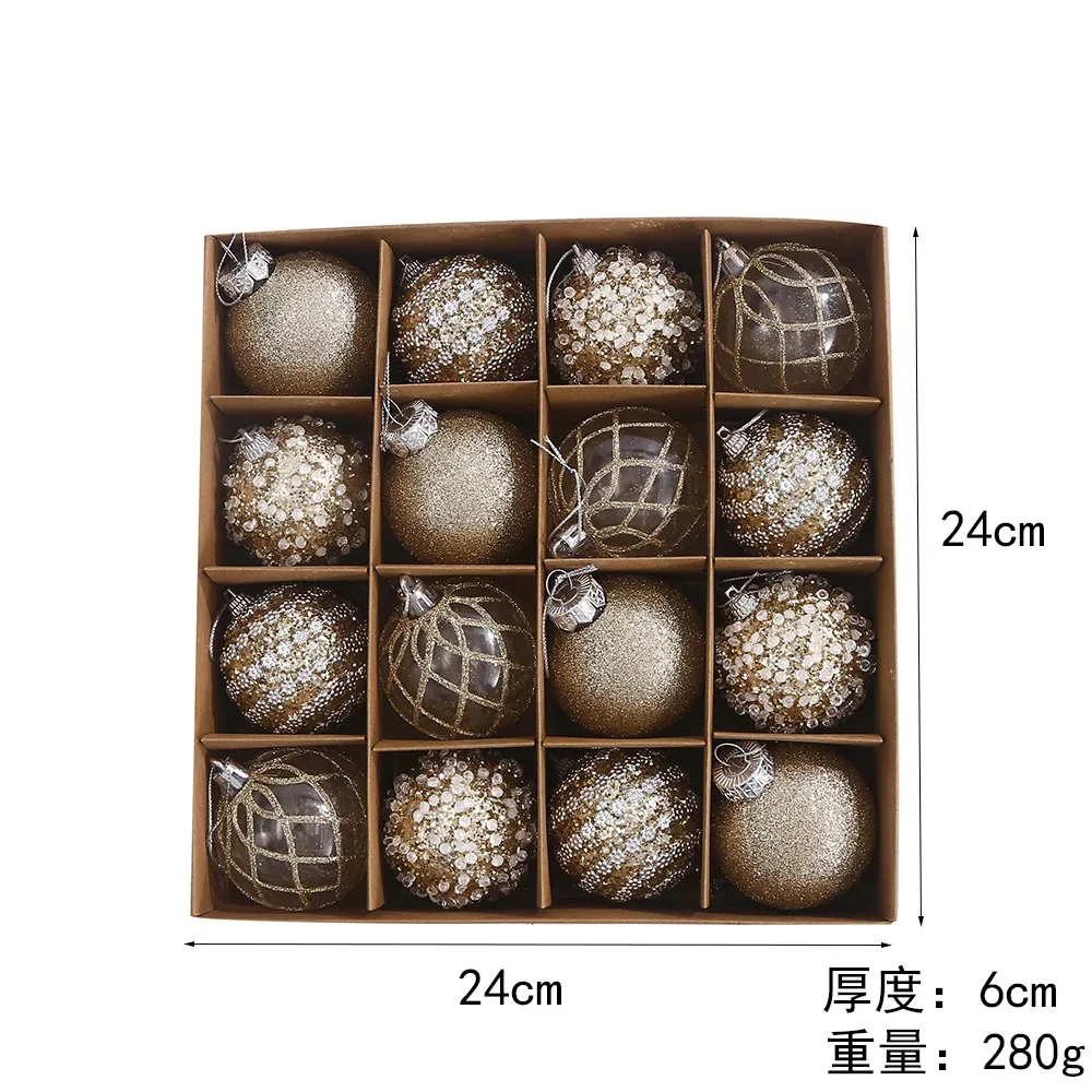 6cm Sparkling Pink Christmas Ball Set Plastic Christmas Tree Hanging Pendant Home Decoration Xmas Party Supplies Ball Ornament