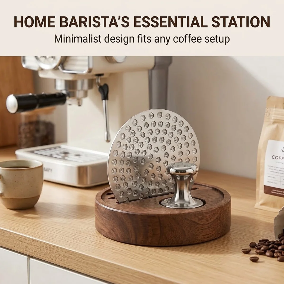 E9 58mm 1/2/3 Pcs Espresso Puck Screen with Magnetic Pickup Tool and Storage Stand Stainless Steel Reusable Coffee Storage Base