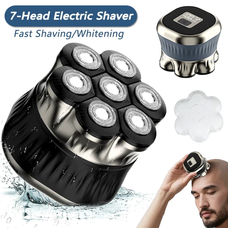 7D Electric Shaver 9200RPM Magnetic Suction Blade Men's Razor Hair Cutting Shaving Whitening LCD Display USB Charge Hair Trimmer