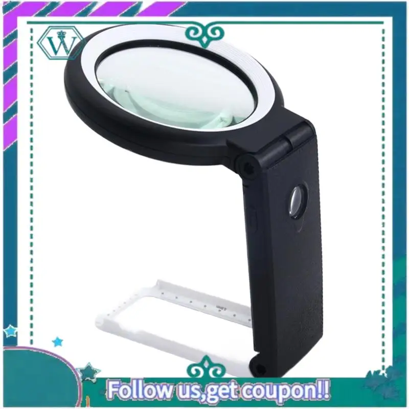 A75Q-Portable Handheld Magnifying Glass With LED Light 10X/30X Foldable Desktop Reading Magnifier Featuring 18 Leds