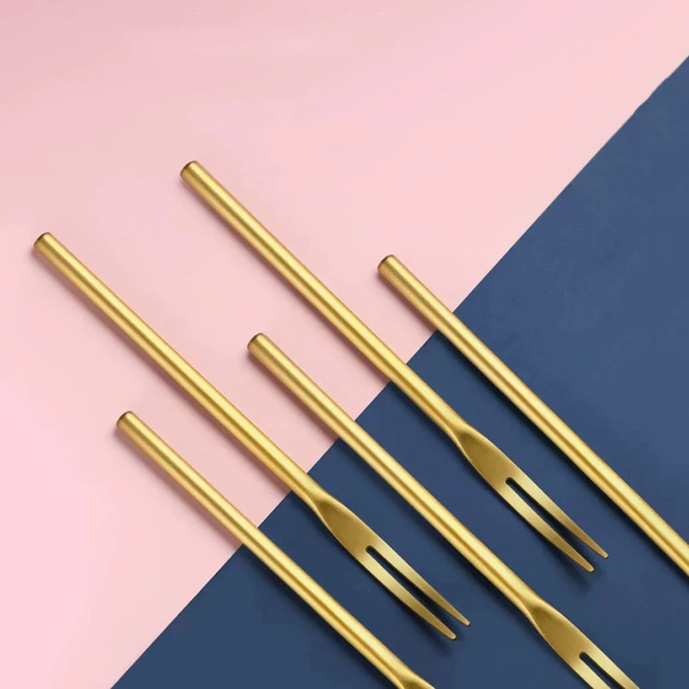 

4Pcs Stainless Steel Fruit Forks Multi Use Appetizer Picks for Cupcakes Pastries Snacks Ideal Gift for Housewarming Hostess