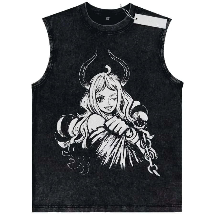Unisex Black Washed Vintage Tank Top Dragon Ball Super Saiyan God Vegeta Power Silhouette High - Quality Fabric for Fitness view 2